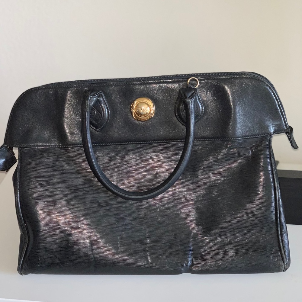 Vintage Chloe Doctor Bag Black EPI Leather